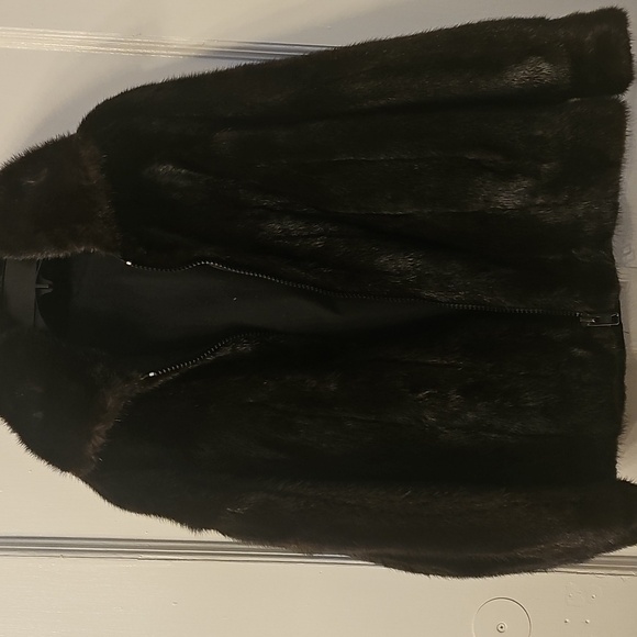 Elegant Black Mink Fur Bomber Jacket Small - Picture 2 of 5